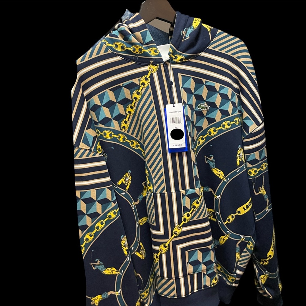 Men’s Lacoste Baroque Pattern Heavy Cotton Hooded Sweatshirt